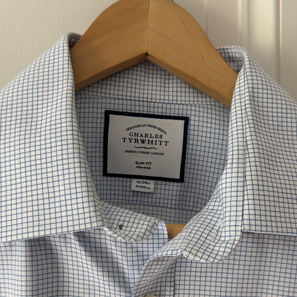 Charles Tyrwhitt Blue Dress Shirt Slim Fit Non-iron